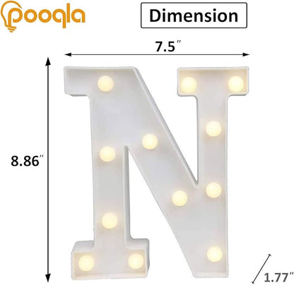 Pooqla LED Marquee Letter Lights Sign, Light Up Alphabet Letter for Home Party Wedding Decoration N