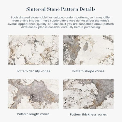 POVISON 47" Round Dining Table for 4, Modern Dining Table,Pandora Sintered Stone Dining Tabletop with Bronze Carbon Steel Pedestal for Dining Room (Dining Room Table Only)