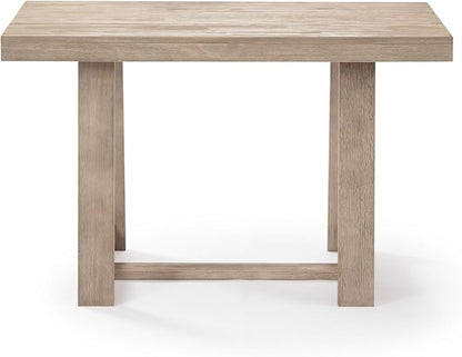 Plank+Beam 48 Inch Farmhouse Dining Table, Rustic Solid Wood Kitchen Table, Dinner Table for Dining Room, Home Office Furniture, Seashell Wirebrush