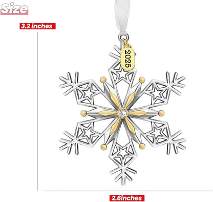 Christmas Tree Ornaments – 2025 Snowflake Hanging Pendant of Car Charm Holiday Decorative Keepsake Gift Home Decor (1 Pieces-A (2025))