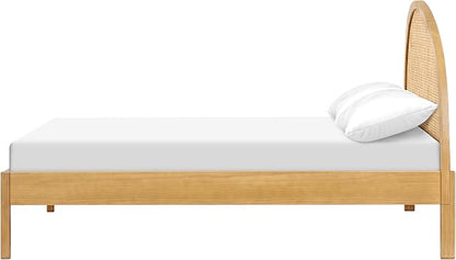 Babyletto Bondi Cane Full Size Bed Frame with Headboard & Footboard - GREENGUARD Gold Certified - Cane Paneling Platform Bedframe for Kids & Tweens - Solid Wood Full Bed No Box Spring Needed - Honey