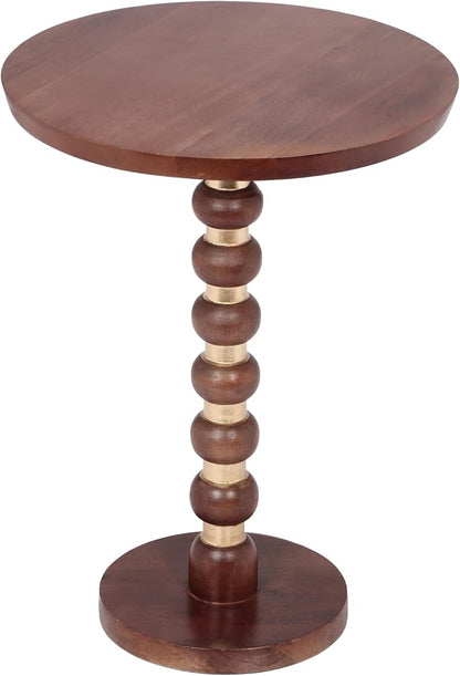 Christopher Knight Home Tatian Wood End Table, Indoor Round Side Table, Small Drink Table, Modern Accent End Table Coffee Table with Solid Wood Leg for Living Room Bedroom or Small Spaces, Honey+Gold