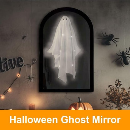 2025 Halloween Hologram Ghost Looking Glass Hologram, Spooky Scary Ghosts Haunted Looking Glass Halloween Decor Indoor, Bedroom Kitchen and Fireplace Decor
