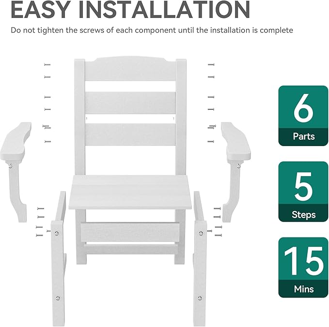 YITAHOME 8 Piece Patio Dining Set w/13 ft Double-Sided Patio Umbrella, HDPE Outdoor Dining Set w/71 Rectangular Patio Dining Table & 6 Dining Chairs, All Weather for Deck Lawn Porch,White