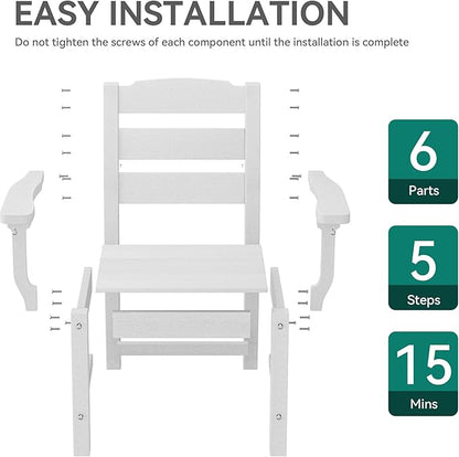 YITAHOME 8 Piece Patio Dining Set w/13 ft Double-Sided Patio Umbrella, HDPE Outdoor Dining Set w/71 Rectangular Patio Dining Table & 6 Dining Chairs, All Weather for Deck Lawn Porch,White