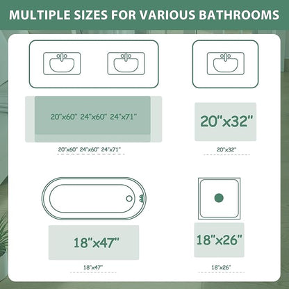 Uphome Green Bathroom Rugs, Distressed Farmhouse Boho Bath Mat, Non Slip Washable Soft Velvet Bath Mats for Bathroom Floor, Vintage Traditonal Bath Runner for Bathtub Sink Shower, 18x47 inch