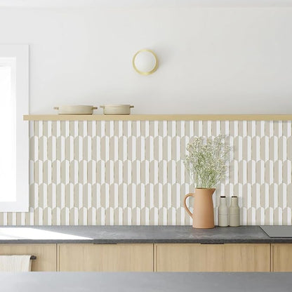 Vamos Tile Peel and Stick Backsplash Seamless Tile for Kitchen,White and Essaouira White Grey PVC Mixed Light Gold Self Adhesive Fish Scale Metal Mosaic Tiles (10 Sheets)