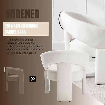 Modern Accent Chair Cream Velvet Round Barrel Armchair Comfy Upholstered Lounge Chair for Living Room Bedroom Reading Chair Vanity Chair Comfy Office Waiting Room Chairs