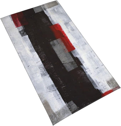 Hand Towels Set of 2 Absorbent 15.7x27.5 Kitchen Guest Towels Modern Art Black Red Gray Blocks