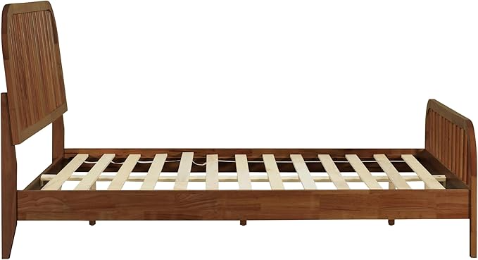 DG Casa Wesley Solid Wood King Size Bed Frame - Mid Century Modern Style, Platform with Spindle Headboard and Footboard, No Box Spring Required, Walnut Finish