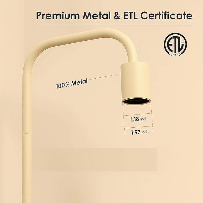 BoostArea Kahki Floor Lamp 63 inch, Modern Cute Floor Lamp, Metal Standing Lamp, E26 Socket, On/Off Footswitch, ETL Listed, Tall Thin Skinny Cool Kids Lamp for Living Room, Bedroom Decor, Minimalist