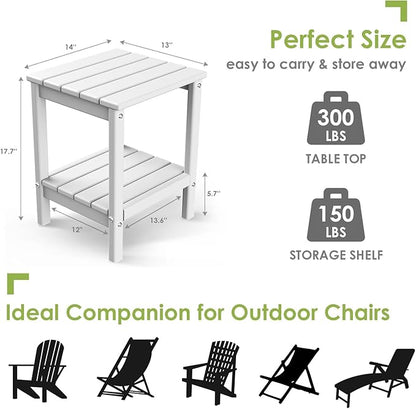 GREENVINES Outdoor Rocking Chair Set | 3-Piece | 2 Rocking Chairs with 1 Side Table | Porch Rocker | HDPE Plastic | White | Patio Furniture Sets | High Back | Big & Tall | Ladder Back
