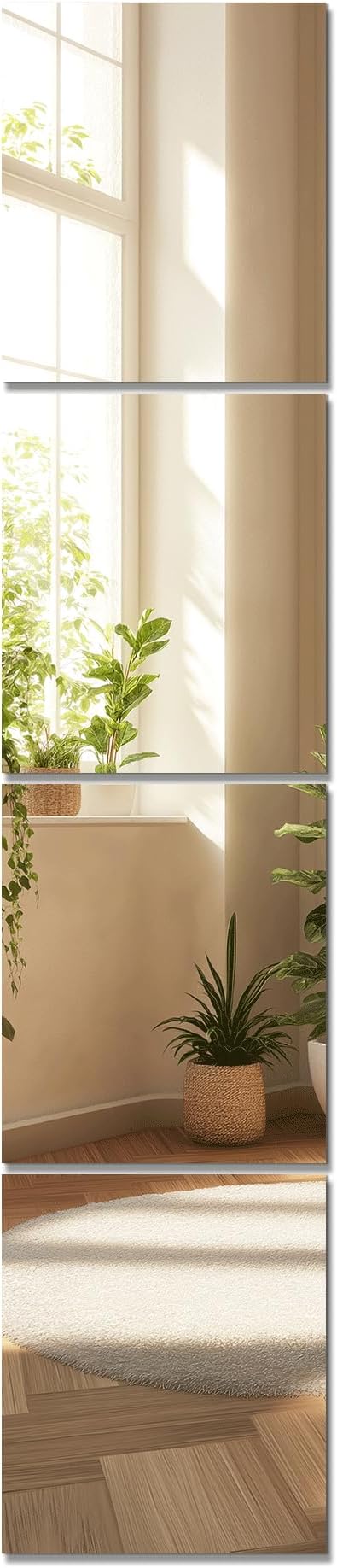 Home Gym Wall Mirror, 14"x12"x4PCS Full Length Home Gym Workout Mirror for Garage, Bedroom, Living Room, Over The Door