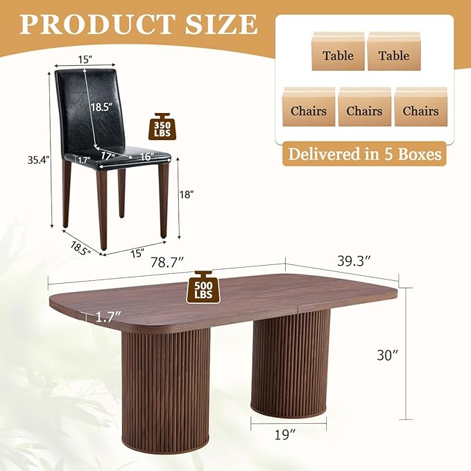 79" Dining Table Set for 10,Large Rectangular Dining Table Set for 10 with Cushioned Chairs,Modern Mid-Century Wood Dining Room Table Set for 10,Ideal for Dining & Gatherings (Walnut)