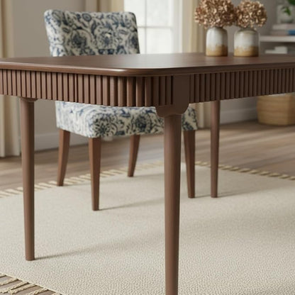 LukeAlon Mid-Century 63 Inch Solid Wood Dining Table for 4-6, Retro Farmhouse Kitchen Table with Large Tabletop, Modern Table for Dining Room, Living Room, Kitchen, Walnut