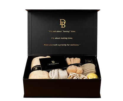 Wellness Box 12pc Self Care Spa Gift Basket for Women - Loving Gift Basket for Mothers Day, Birthday, Best Friend set, Womens Beauty Kit. Luxury Gifts with Scented_Candle, Jade Roller, Bath Bomb.