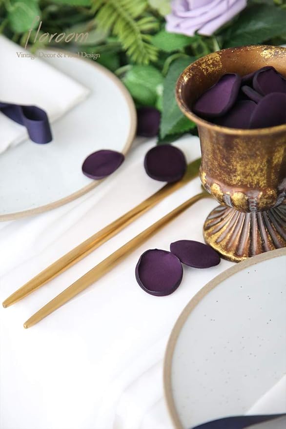 Floroom 300pcs Rose Petals Plum Faux Silk Flower Petals for Wedding Flower Girl Basket Aisle Scatter Dinner Table Centerpieces Party Confetti Bridal Shower Romantic Night Decoration