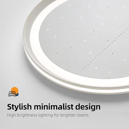 19inch Bedroom LED Ceiling Light, Round Modern Flush Mount Ceiling Light, Night Star Design, Dimmable 3000K-6000K, 70W, Minimalist Office Lamp for Living Room, Study, Kitchen, Bathroom