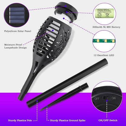 Outdoor Halloween Decorations, 10Pack Purple Flickering Flame Solar Torch Light for Yard Decorations, Waterproof Halloween Lights Outdoor, Solar Lights for Outside Decor Garden Patio Lawn Path Scary