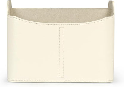 Londo PU Leather Remote Control Holder, Office Supplies Desk Organizer with Tablet Slot, Makeup Brush and Utensils Cube, Large Capacity Desk Caddy With 5 Compartments