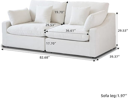 Cloud Couch Modular Sectional Sofa,82.68" Oversized LoveSofa, Down Filled Convertible Wide Seater for Living Room Set, Covers Washable&Replaceable,White