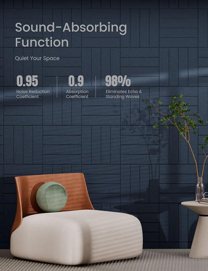 Bumusty Large Cork Board Alternative-47 x35 Felt Bulletin Board Tiles, with 30 Pushpins, 70 Adhesive Tabs, 12-Pack Slat Wall Paneling, Cork Boards for Office Push Pin Board Felt Board-Denim Blue