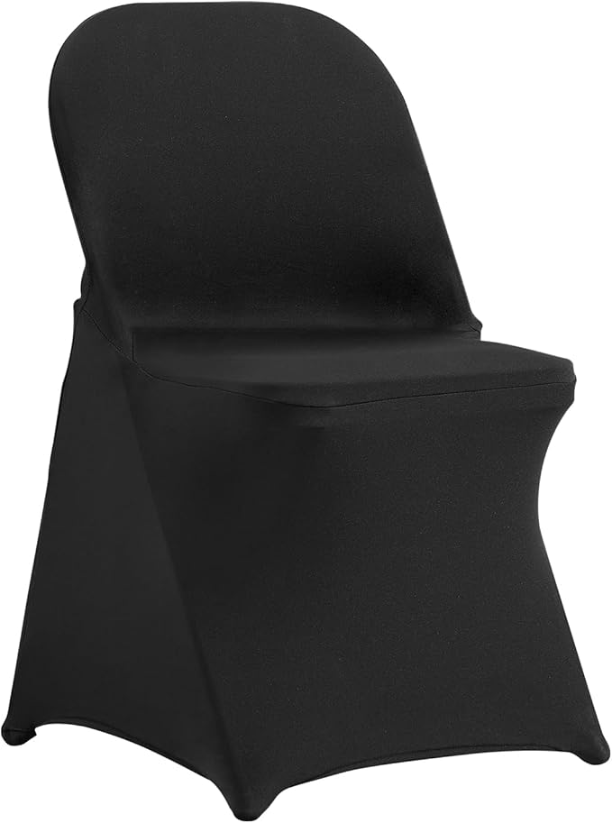 VEVOR Stretch Spandex Folding Chair Covers, Universal Fitted Chair Cover, Removable Washable Protective Slipcovers, for Wedding, Holiday, Banquet, Party, Celebration, Dining (50PCS Black)
