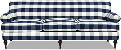 Jennifer Taylor Home Alana Lawson Three-Cushion Tightback Sofa, Blue Lattice Woven