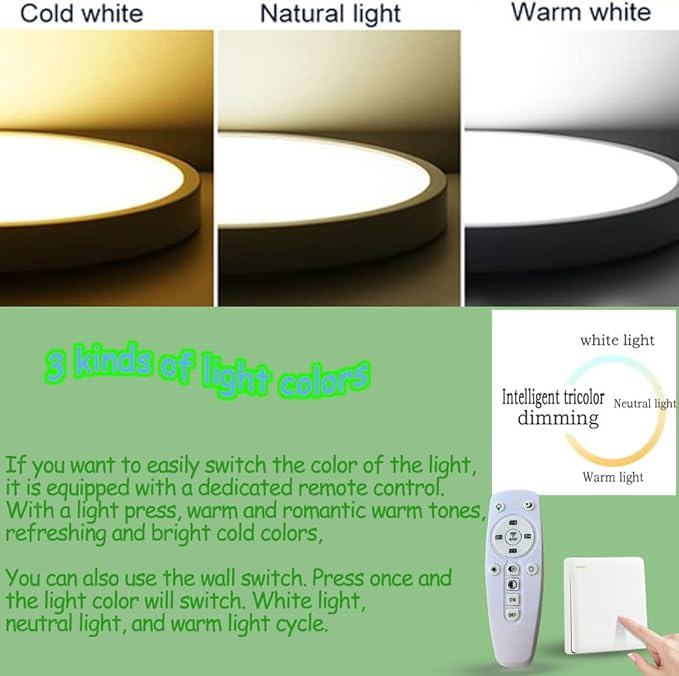 Kids Room Light Fixture/Cloud Shape LED Ceiling Light, 22 inch, 48W, Remote Control with 3 Colors & Dimming, Green Frame