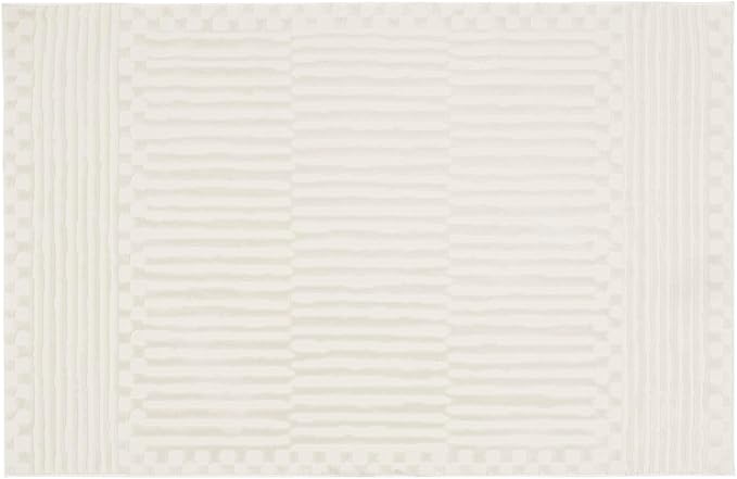Revival Rugs Soloba 3'11"x6'1" Machine Washable Area Rug for Kitchen Bedroom - 100% Recycled Oeko-TEX Certified, Medium Pile, Beige, Cream