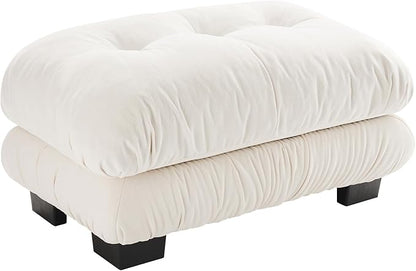SoarFlash Velvet Sectional Sofa Ottoman, White