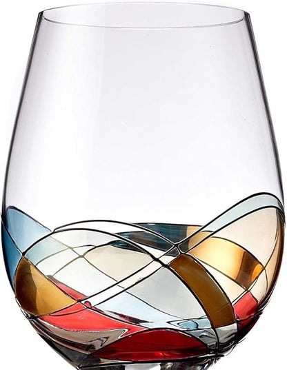 Stemless Wine Glasses Gift Set 2 Hand Painted Large Premium Red and White glasses Wine Lover Birthday Gift Box Mom Wife Sister, Bezrat