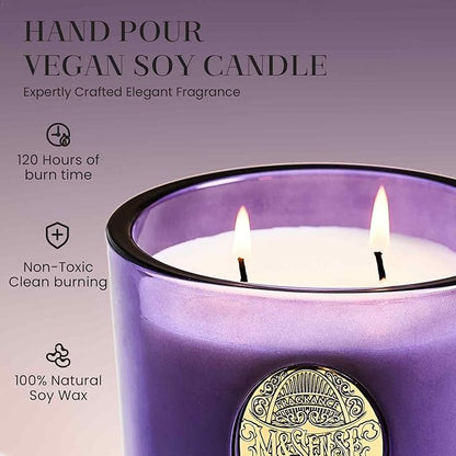 M&SENSE Large Two-Wick Strong Soy Candle | Berry Rose & Purple |19.8 oz, 120H Burn Time | Luxury Scented Candle for Relaxation, Gifting, Home Décor | Ideal for Bedroom, Office, Party Ambiance