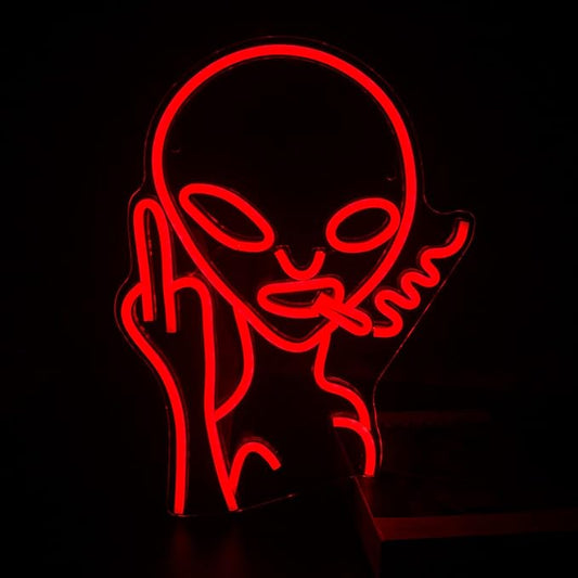 Lucunstar Red Alien Neon Sign Alien Neon Signs for Wall Decor,Man Cave Decor for Men,Shop Bar Pub Man Cave,Game Room,Hip Hop Party Led Lights Game Room Boy Gifts Personality Lovers