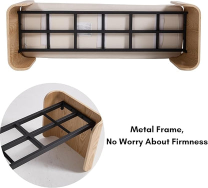 DUOMAY Modern Chenille Bedroom Bench, 49" Wide Long Entryway Bench with Solid Wood Legs Upholstered Dining Bench Ottoman for Living Room Indoor, White