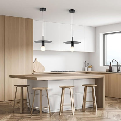 Modern Pendant Lighting Set of Two Black Farmhouse Pendant Light with 11.81"Dome Industrial Mid Century Knurled Texture Hanging Lamp Ceiling Light Fixture Kitchen Island Dinning Room Bedroom