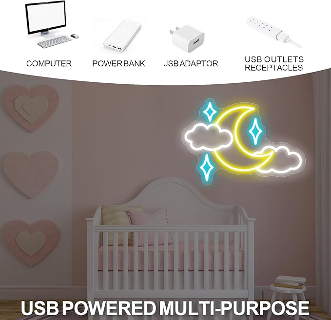 Star Moon Cloud Neon Sign for Wall Decor Bedroom Bar decor Personalized LED Neon Light, bedroom moon decorate, Game Room Decor, Moon Neon For Kids Room, Girls, Wedding, Party, Christmas