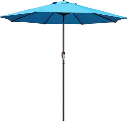 Blissun 9' Outdoor Patio Umbrella, Outdoor Table Umbrella, Yard Umbrella, Market Umbrella with 8 Sturdy Ribs, Push Button Tilt and Crank