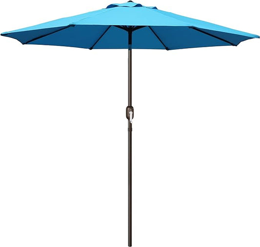 Blissun 9' Outdoor Patio Umbrella, Outdoor Table Umbrella, Yard Umbrella, Market Umbrella with 8 Sturdy Ribs, Push Button Tilt and Crank