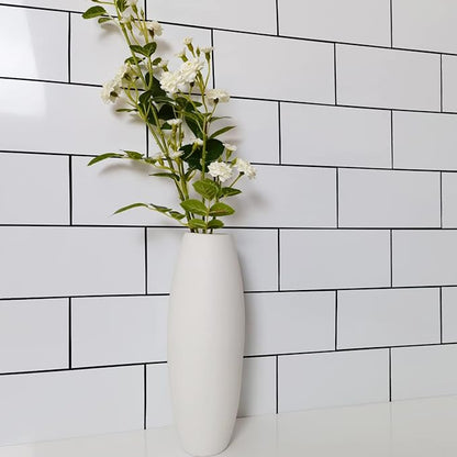 AULIGET 100-Piece Polished White Thick PVC Peel and Stick Backsplash, 3" x 6" Waterproof Subway Tile Peel and Stick Wall Tiles for Kitchen & Bathroom