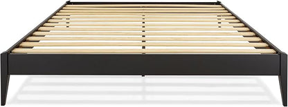 Bme Dinkee King Platform Bed Frame Wood 15 Inch - Solid Wood Bed Frame - Modern & Minimalist Style - 12 Strong Wood Slat Support - Easy Assembly - No Box Spring Needed - Black