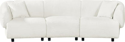 Merax 98.5" Modern 3 Seater Curved Sofa, Luxury Boucle Fabric Sofa, Minimalist Cozy Cloud Couch for Living Room, Bedroom, Apartment, Home Office, Beige