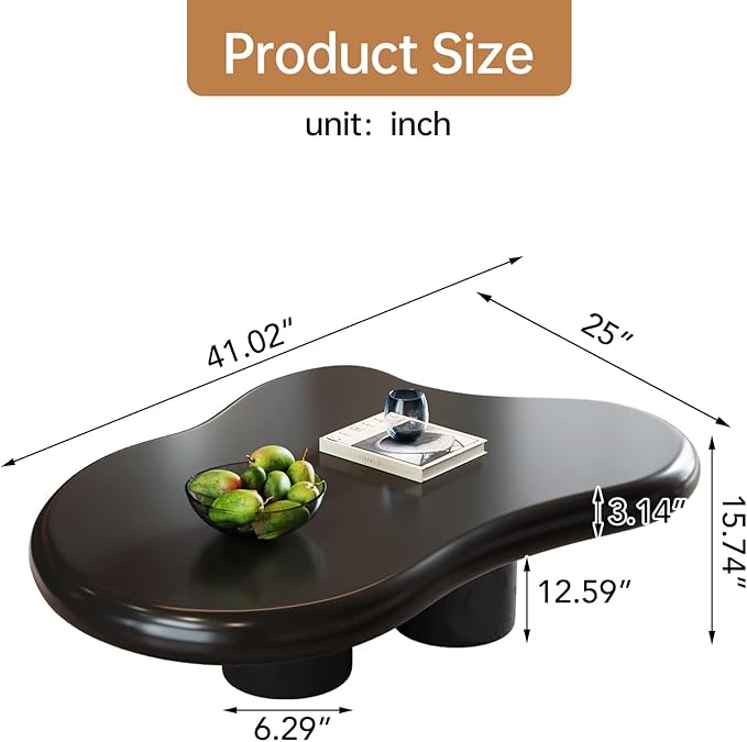 Cloud Coffee Table, Unique Irregular Shape, Modern Cute Living Room Fashion Coffee Table, Black