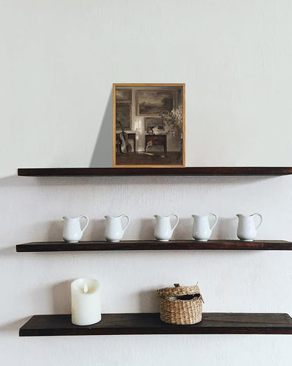 KBKBART Vintage Framed Wall Art, Farmhouse Decor Moody Still Life Canvas Oil Painting Vintage Dark Bathroom Art Prints, Neutral Antique Wall Art Decor for Bedroom, Living Room, Gallery, Gifts for Friends or Family (8"x10")