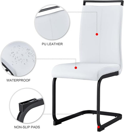 Glass Dining Table Set for 6, 71" Dining Table Set for 6, Dining Room Table Set for 6, Glass Tabletop and MDF Base