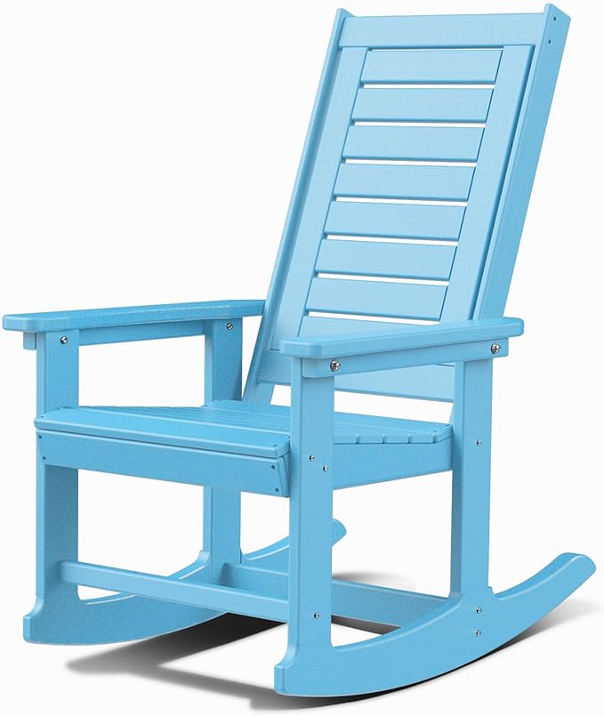 GREENVINES Outdoor Rocking Chairs | Porch Rocker | HDPE Plastic | Arctic | Oversized Rockers | High Back | Big & Tall | Ladder Back | for Patio Outside Backyard Balcony Garden