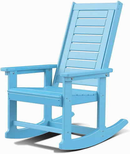 GREENVINES Outdoor Rocking Chairs | Porch Rocker | HDPE Plastic | Arctic | Oversized Rockers | High Back | Big & Tall | Ladder Back | for Patio Outside Backyard Balcony Garden