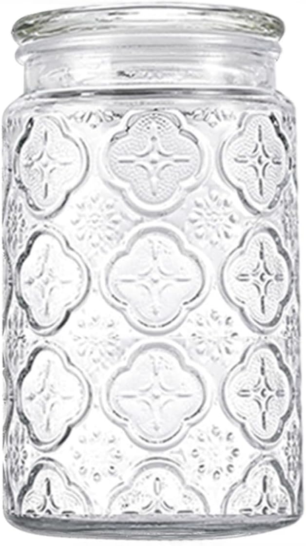 32oz Vintage Glass Jar With Lid, Glass Storage Containers, Airtight Kitchen Storage Containers For Sugar, Coffee, Tea, Spice, Flour, Candy Cookie, Pasta, Cereal, Cute Decorative Jars