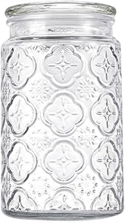 32oz Vintage Glass Jar With Lid, Glass Storage Containers, Airtight Kitchen Storage Containers For Sugar, Coffee, Tea, Spice, Flour, Candy Cookie, Pasta, Cereal, Cute Decorative Jars