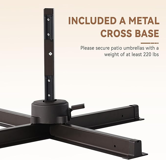 10' X 10' Cantilever Patio Umbrella Outdoor Heavy Duty Double Top Windproof Square Offset Umbrellas with 360-degree Rotation for Pool Deck Backyard, Beige